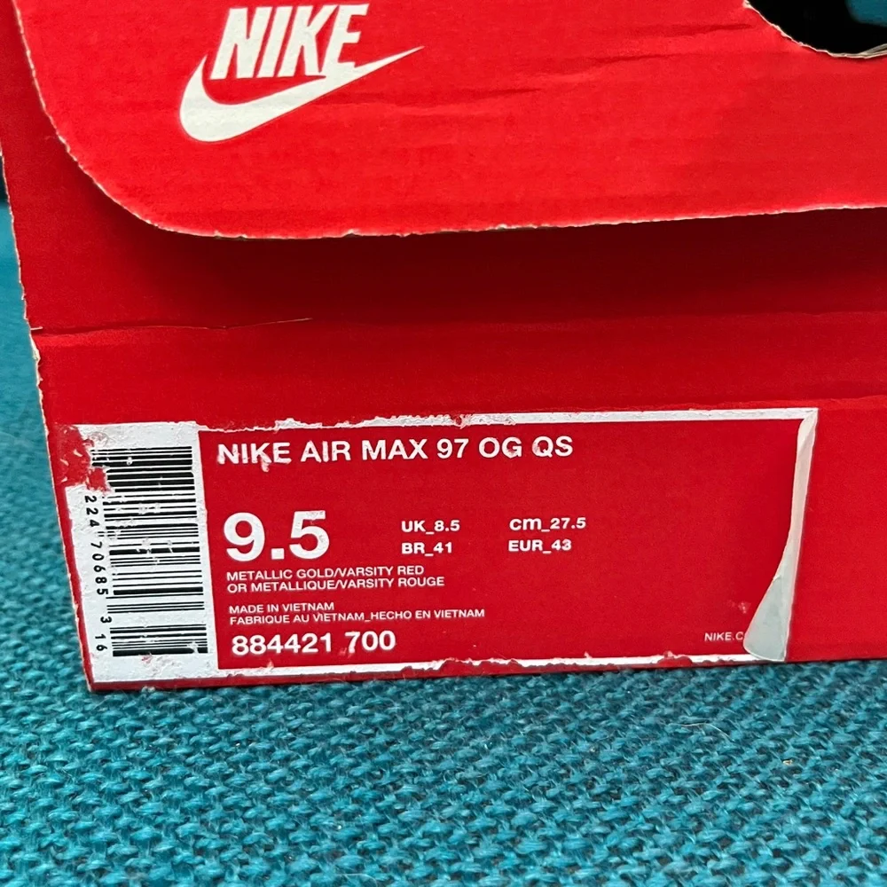 Men's Nike Air Max 97 OG Gold Sneakers Size 9.5 - Picture 10 of 10